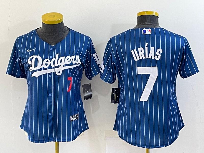 Women's Los Angeles Dodgers #7 Julio Urias Navy/Gold Stitched Baseball Jersey(Run Small) Women's Los Angeles Dodgers #7 Julio Urias Navy/Gold Stitched Baseball Jersey(Run Small)